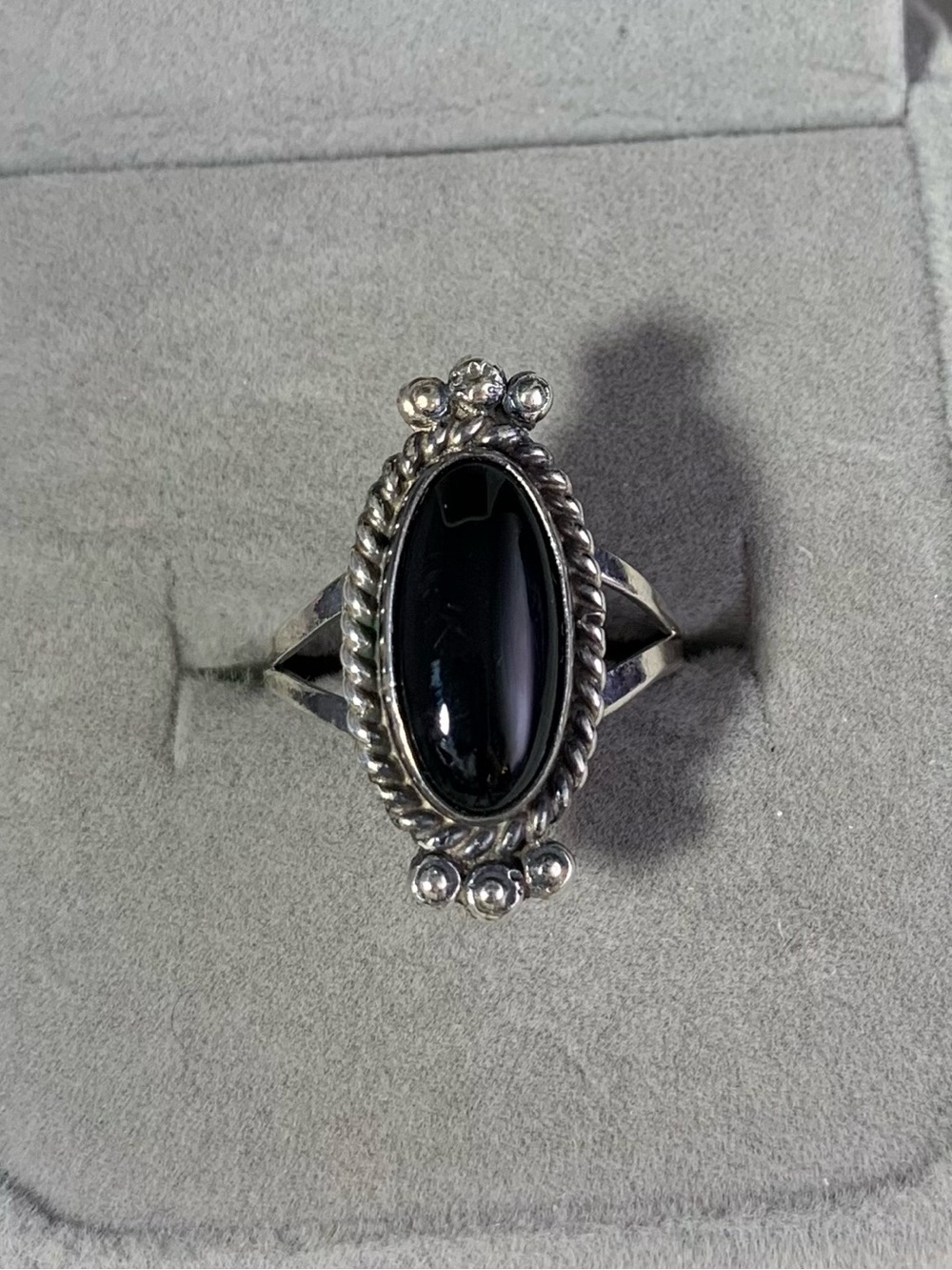 Sterling Silver Black Onyx Oval Statement Ring size 6